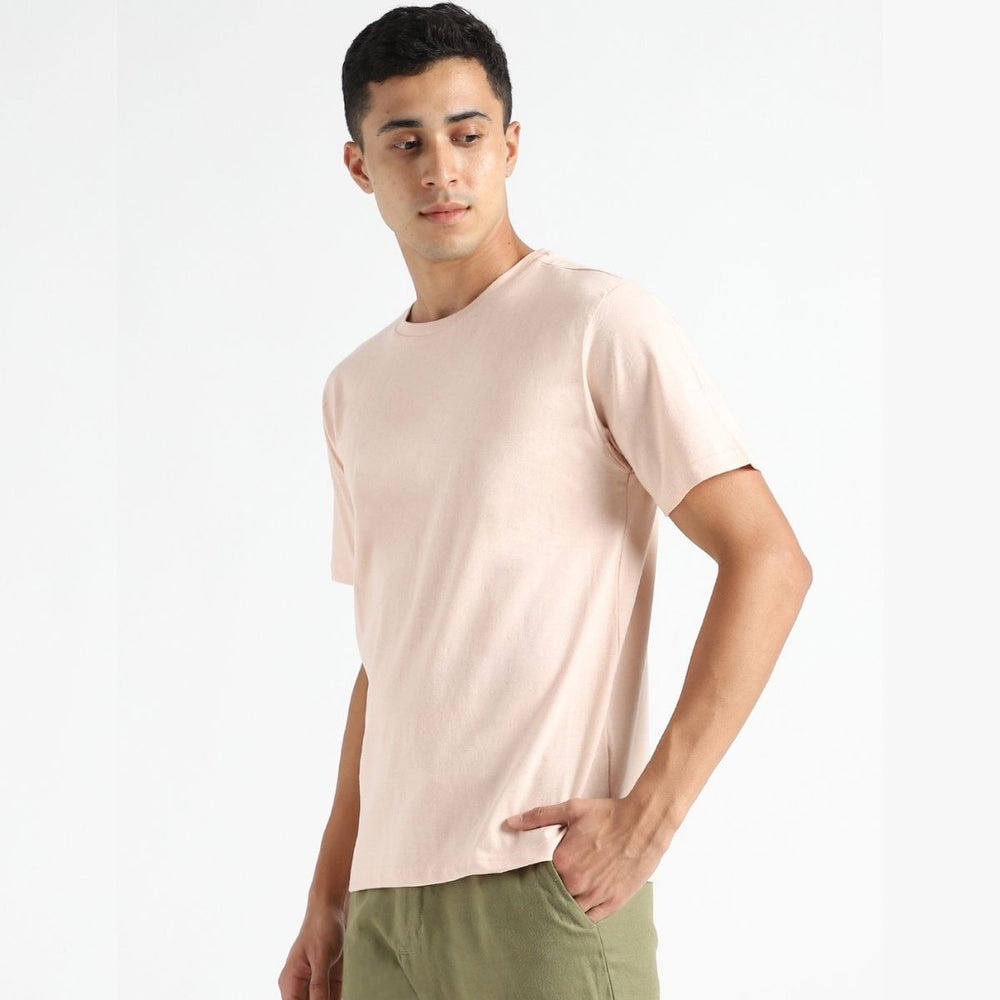 Naturally Fiber Dyed Men's Round Neck T-shirt | Organic Cotton  | Casual | Flesh Pink