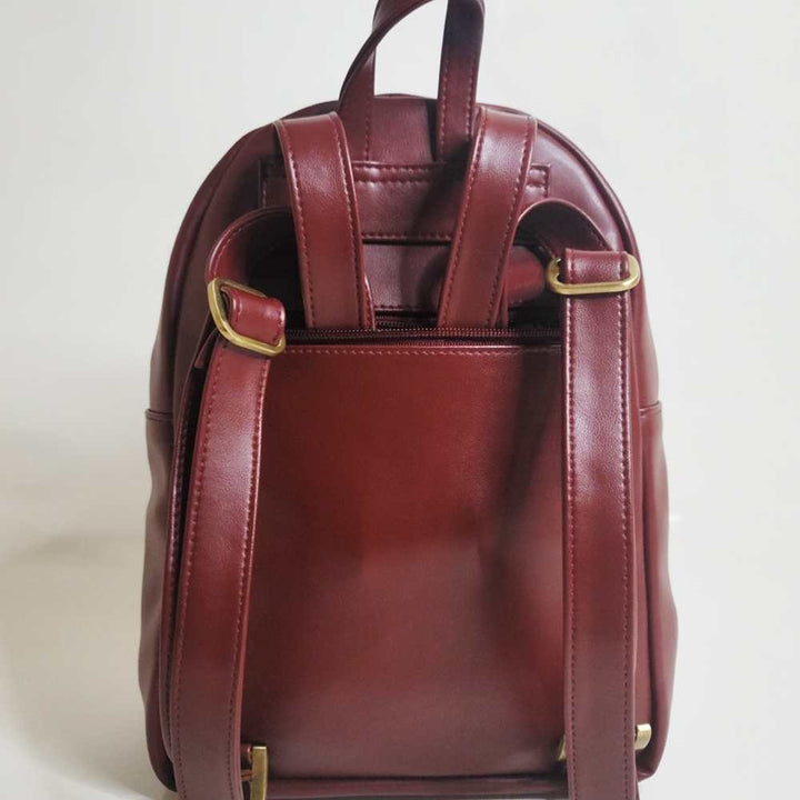 Cactus Leather Cherry Coloured Backpack | Everyday Travel Bag