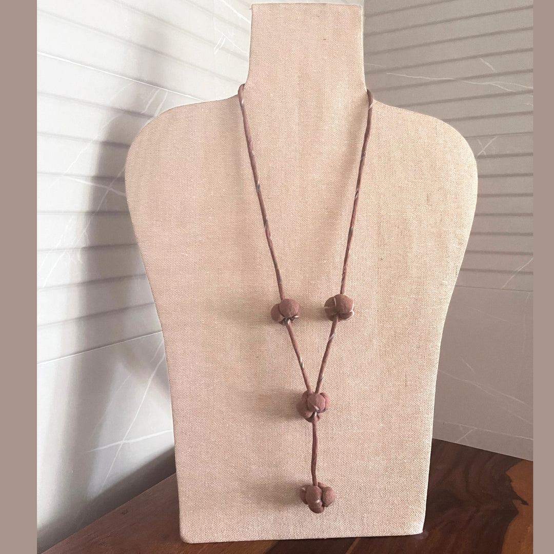 Stylish Ikat Fabric Women Necklace | Artistic | Minimalistic | Chocolate Brown