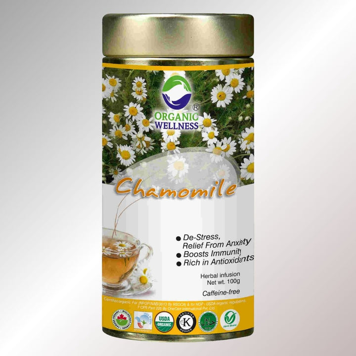 Blossom Chamomile | De-Stress | Organic Caffeine-Free Drink | 100 GM Tin Pack