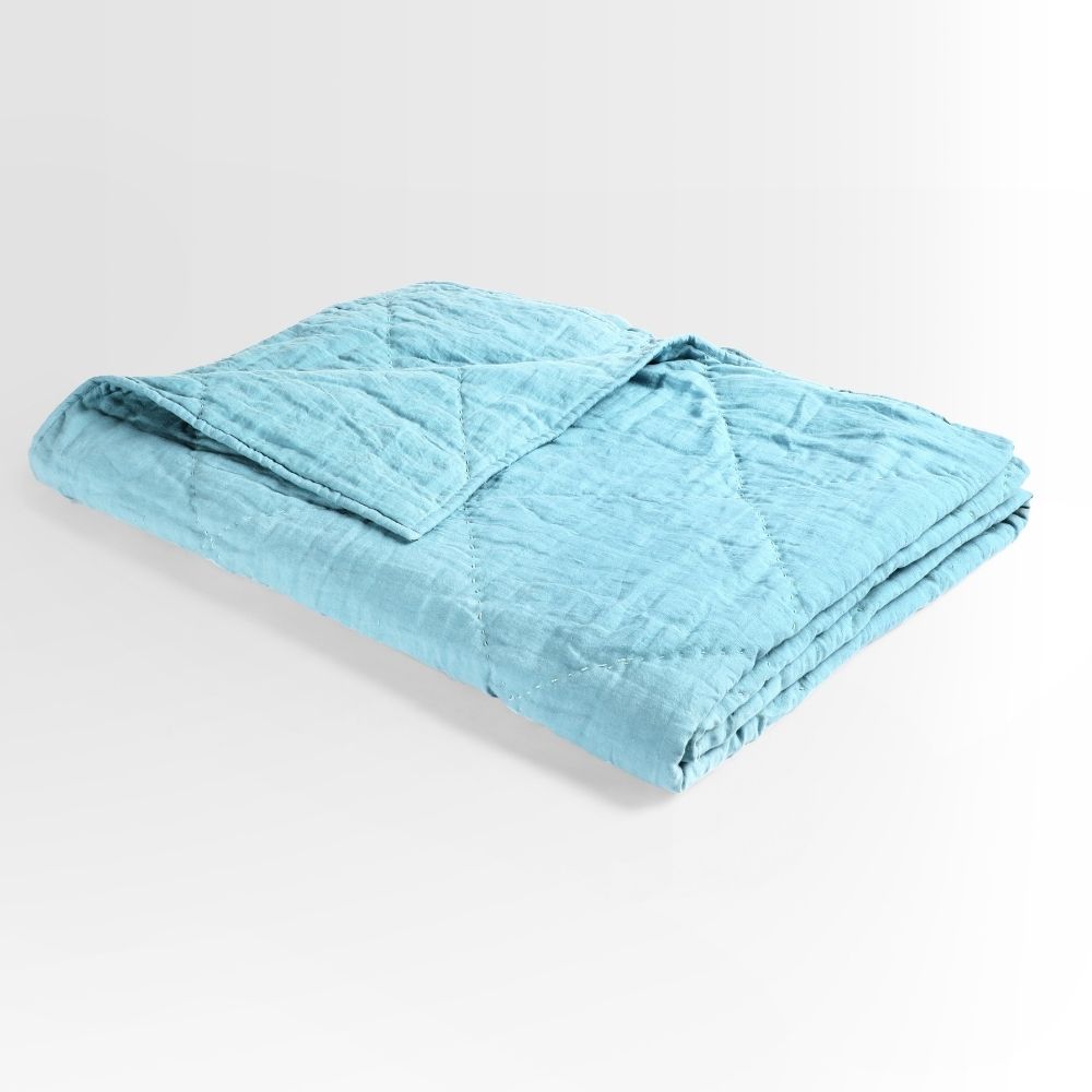 Linen Quilt for Comfy Snuggle | Made of Eco-Friendly Linen | Turquoise