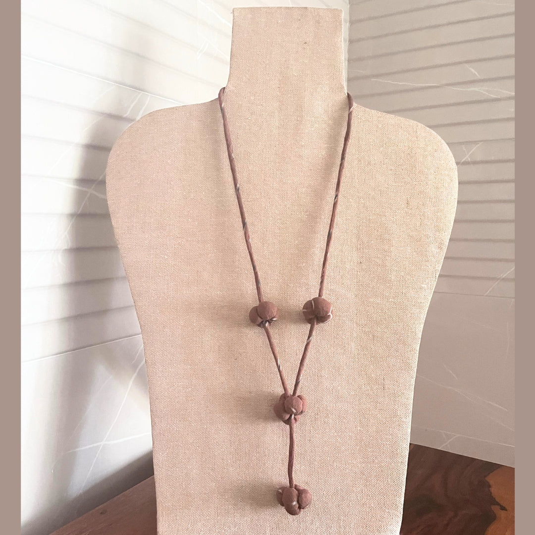 Stylish Ikat Fabric Women Necklace | Artistic | Minimalistic | Chocolate Brown