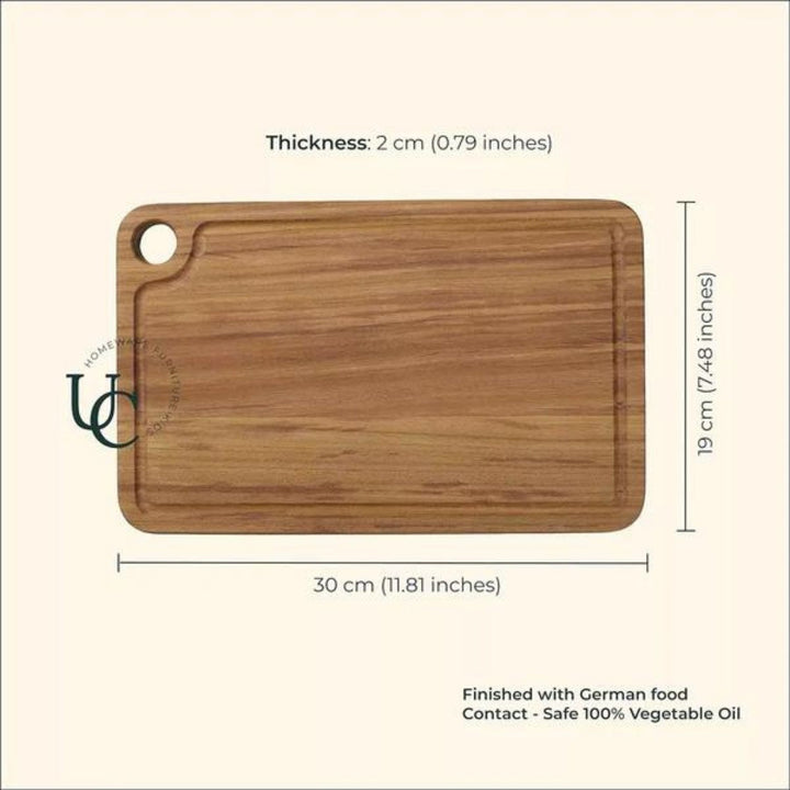 Teakogram Reversible Chopping Board  | Teak Wood | Hand-Crafted | Medium- 12 Inch