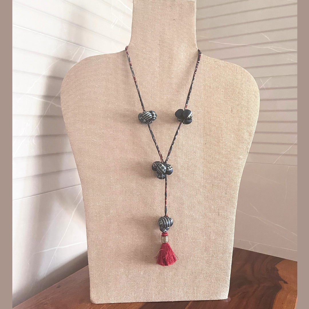 Artistic Women Necklace | Hand Crafted Smart And Boho Accessory | Indigo + Red