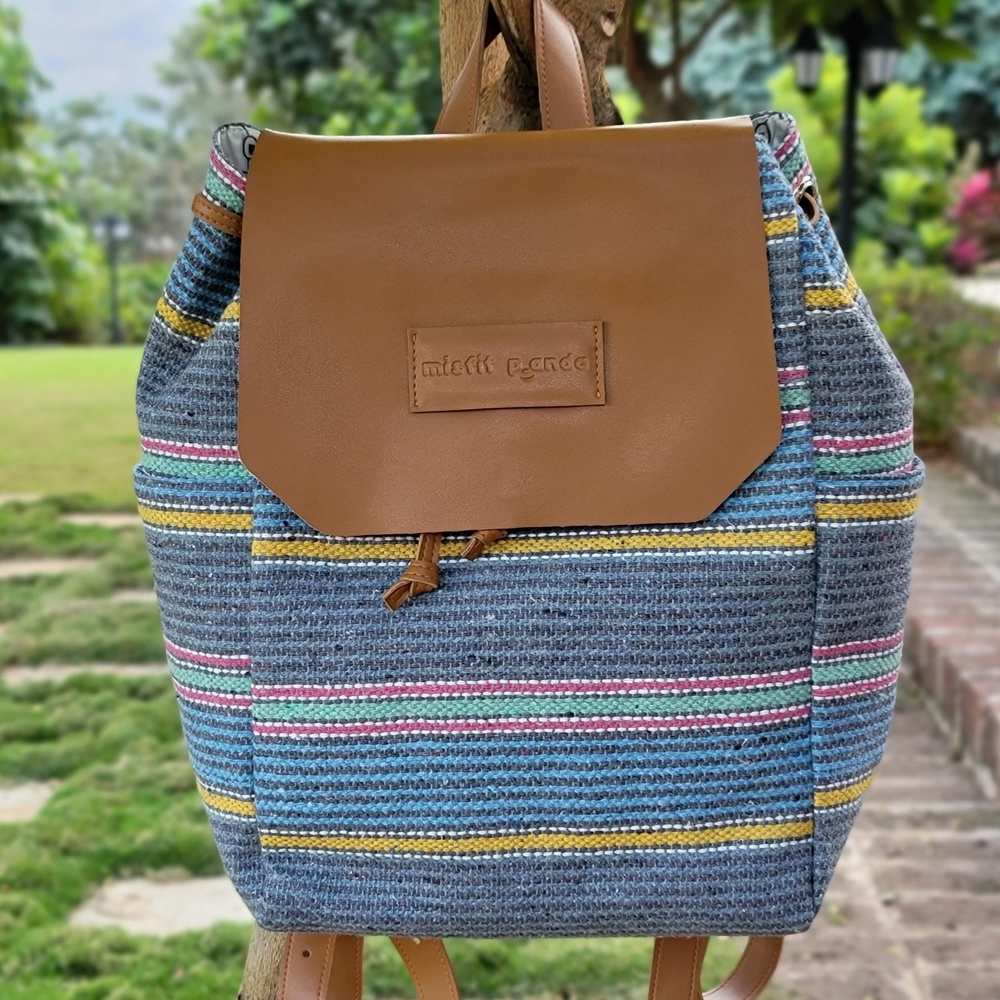 Multi-Colour Backpack | Artisanal & Sustainable Travel Pick | Organic Khes & Vegan