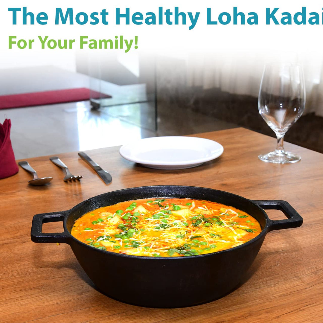 11" Large Loha Kadhai | Made of Cast Iron | Ready to Use | Healthy Cooking | Durable | Free of Chemical Coating & Toxins 