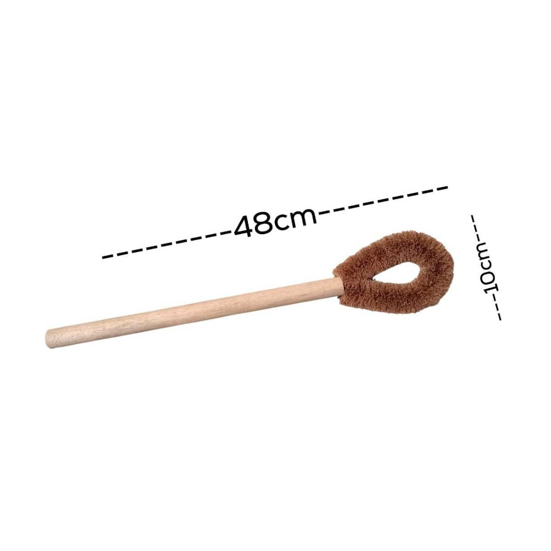 Toilet Cleaning Brush W/ Aluminium Stand | Coconut Coir & Mango Wood | Natural