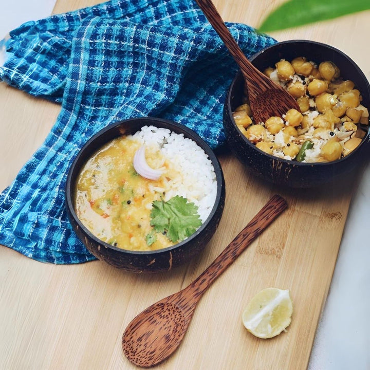 Handcrafted Coconut Bowls | Recycled Coconut Shells | Eco-Friendly | Set Of 2