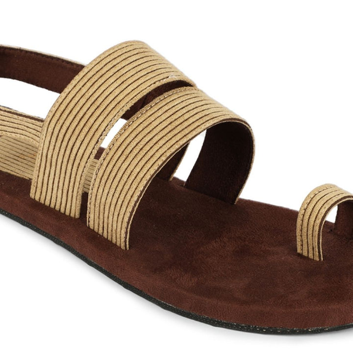 Sef Sand Beige Men Sandals | Breathable & Textured Corduroy | Comfort Fit