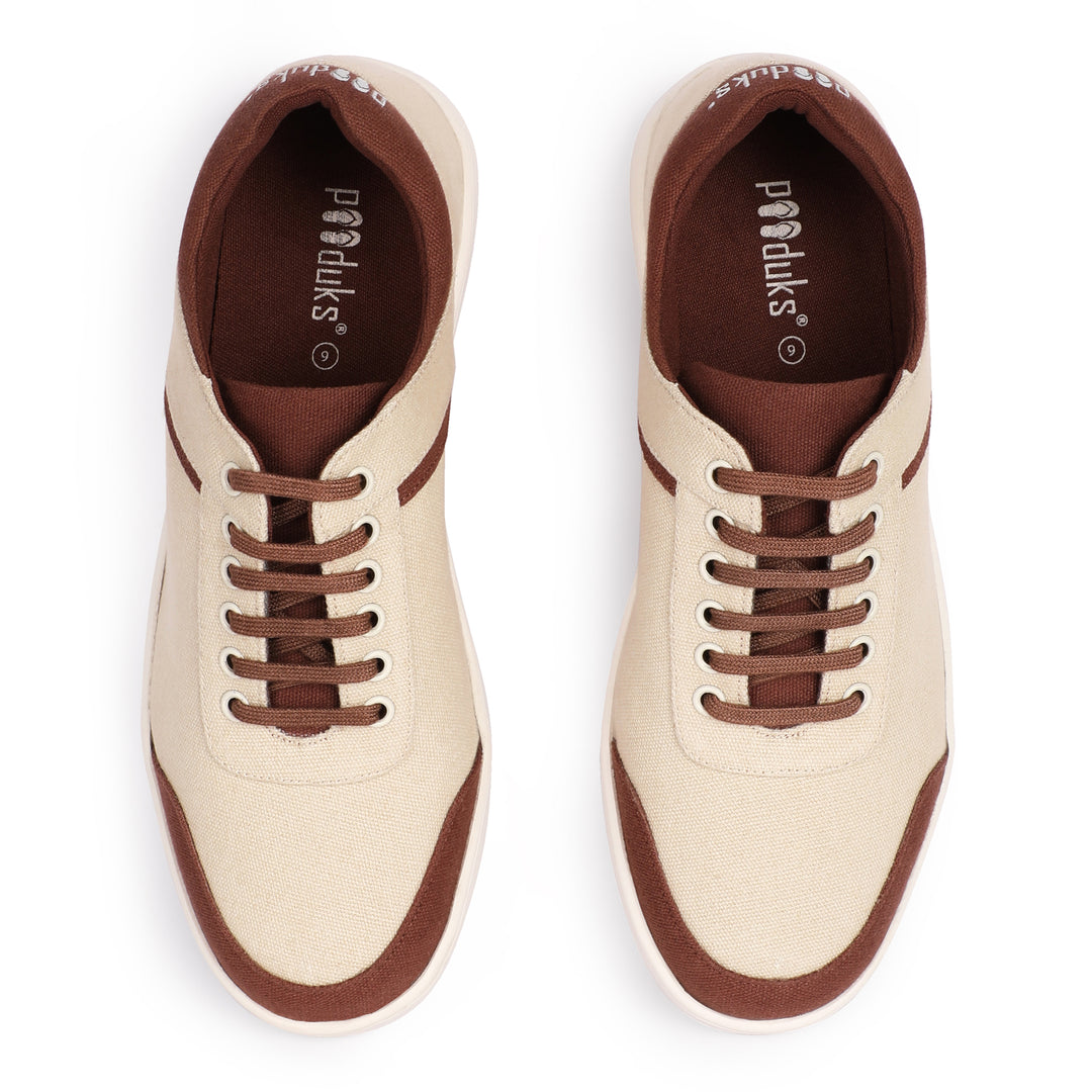 Eco Biodegradable Sneakers | Odour Free | Anti Skid | Unisex | Beige & Brown