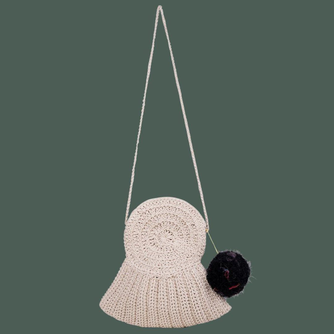 Sea Shell Mini Sling Bag | Hand-Crochet | Cotton Yarn | Off White