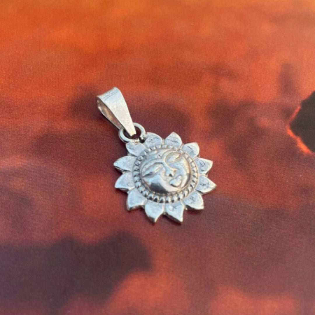 Hand-Crafted Sun Pendant With Chain | Unique Silver Jewellery | Artisanal