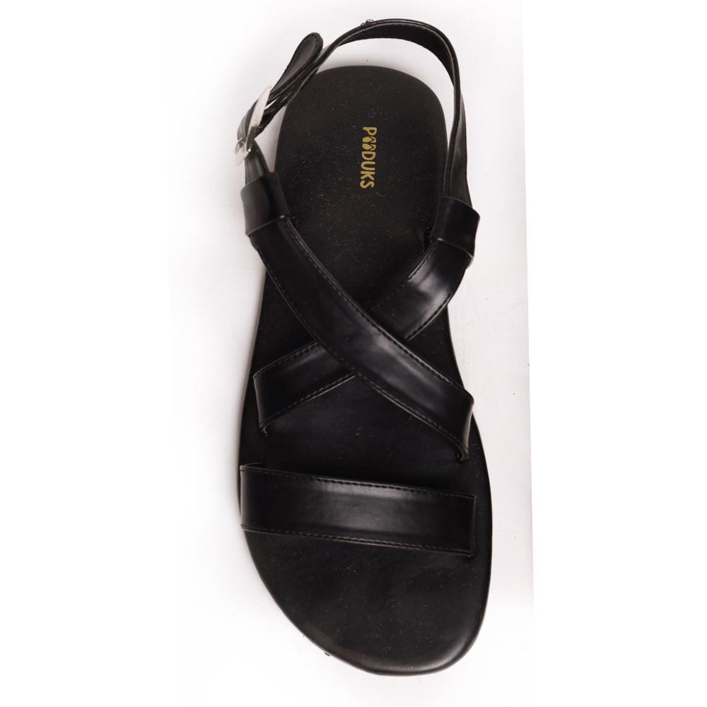 Black Crossover Flat Sandal for Men | Consciously Hand-Crafted | Vegan