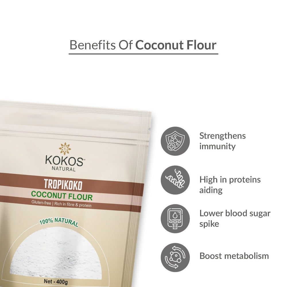 Coconut Flour | Rich In Fibre and Protein | Gluten Free | Aids Metabolism | 400 GM