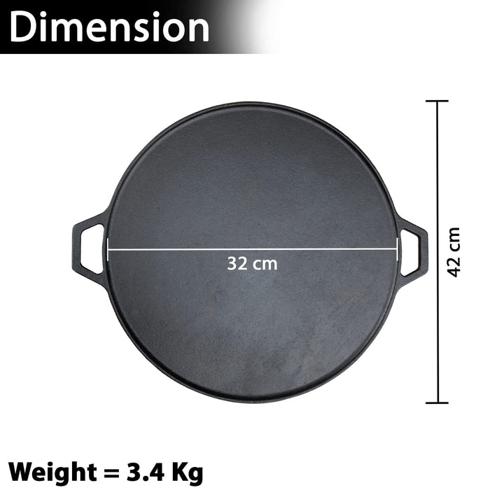 Cast Iron Dosa Tawa | Pre-Seasoned | Toxins & Chemical Coating Free | 12.5 Inches