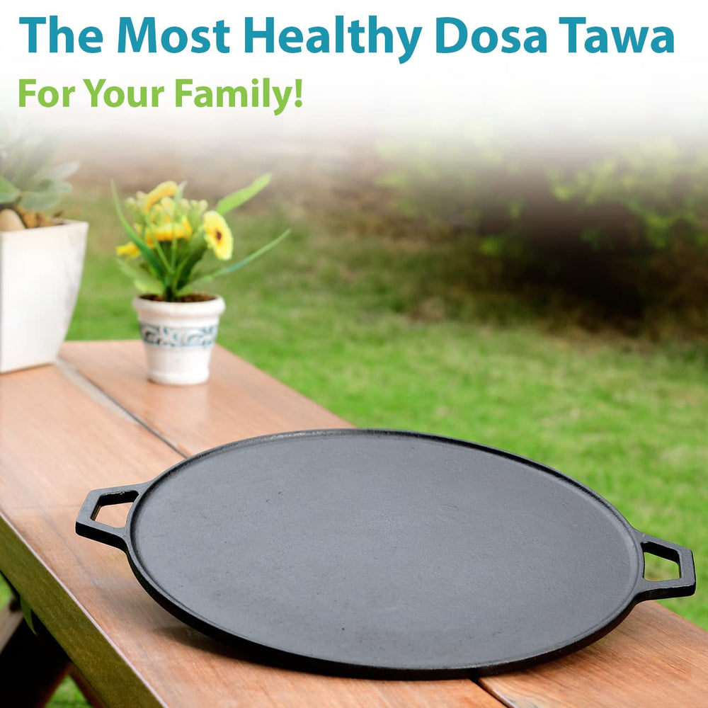 Cast Iron Dosa Tawa | Pre-Seasoned | Toxins & Chemical Coating Free | 12.5 Inches