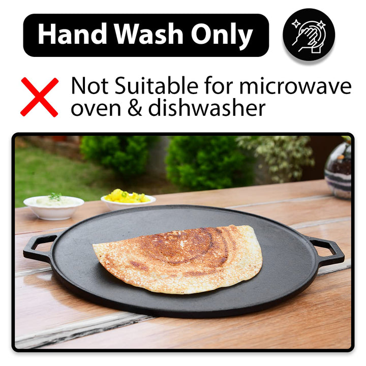 Cast Iron Dosa Tawa | Pre-Seasoned | Toxins & Chemical Coating Free | 12.5 Inches