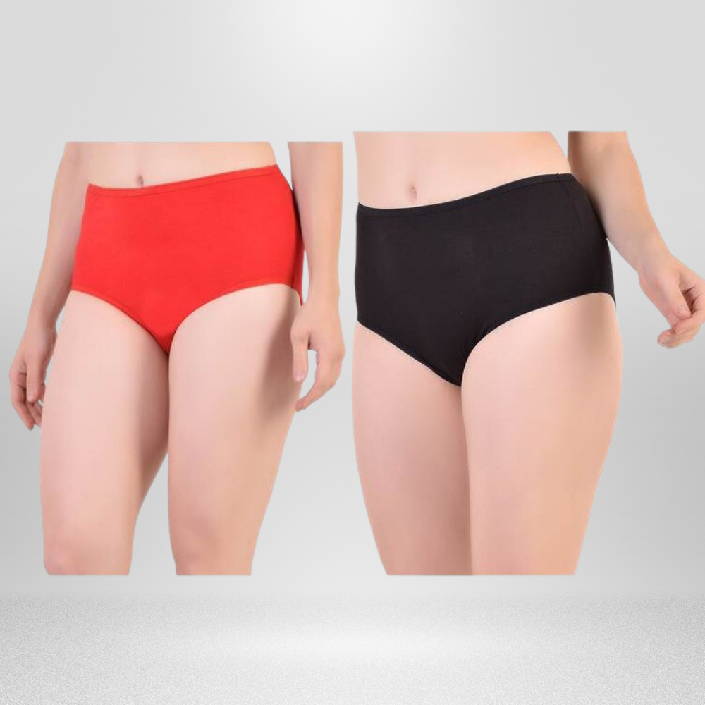 Hipster Panty | Women Under Wear | Eco Bamboo Fabric | Set of 2 | Black & Red