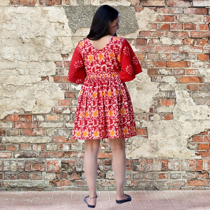 Women Dress | Casual Wear | Hand Block Printed | Soft Cotton | Red