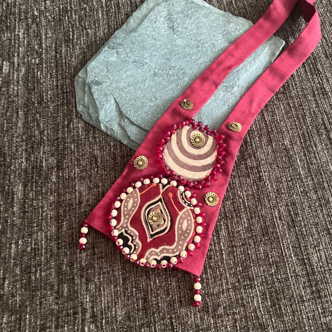 Vibrant Maroon Necklace For Women | Artistic And Handmade Fabric Jewelry 