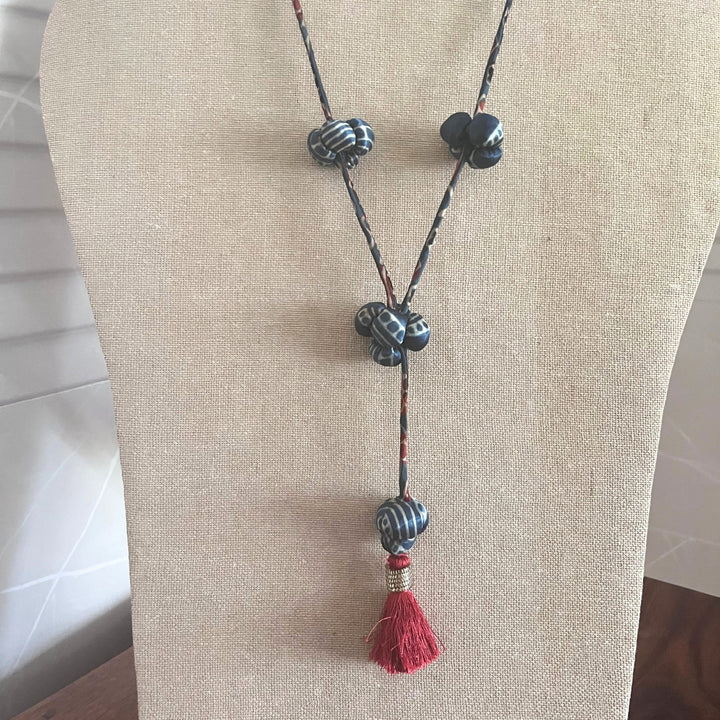 Artistic Women Necklace | Hand Crafted Smart And Boho Accessory | Indigo + Red