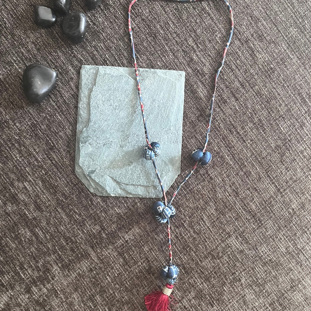 Artistic Women Necklace | Hand Crafted Smart And Boho Accessory | Indigo + Red