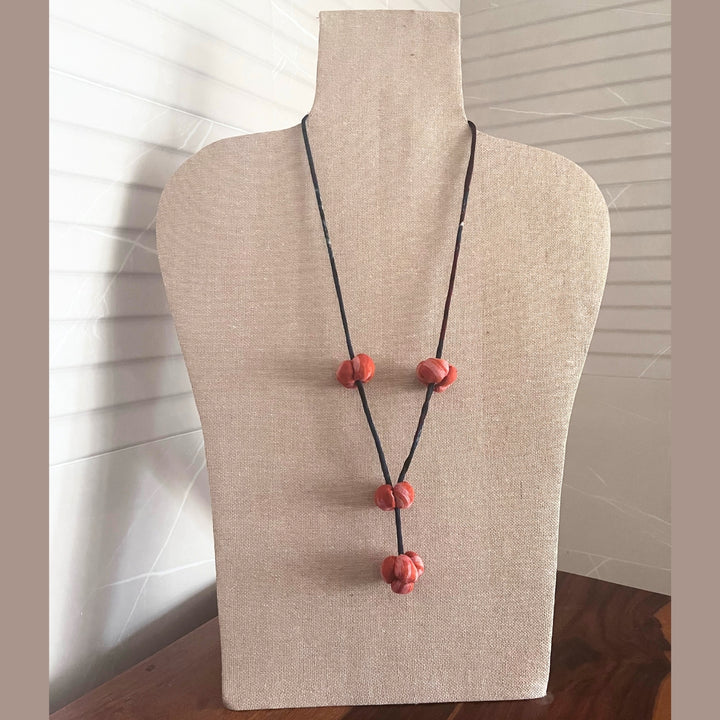 Minimalist Necklace For Women | Made of  Ikat and Ajrakh | Rust