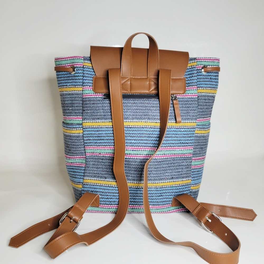 Multicoloured Stripes Khes Backpack | Hand-Crafted | Traveler Bag