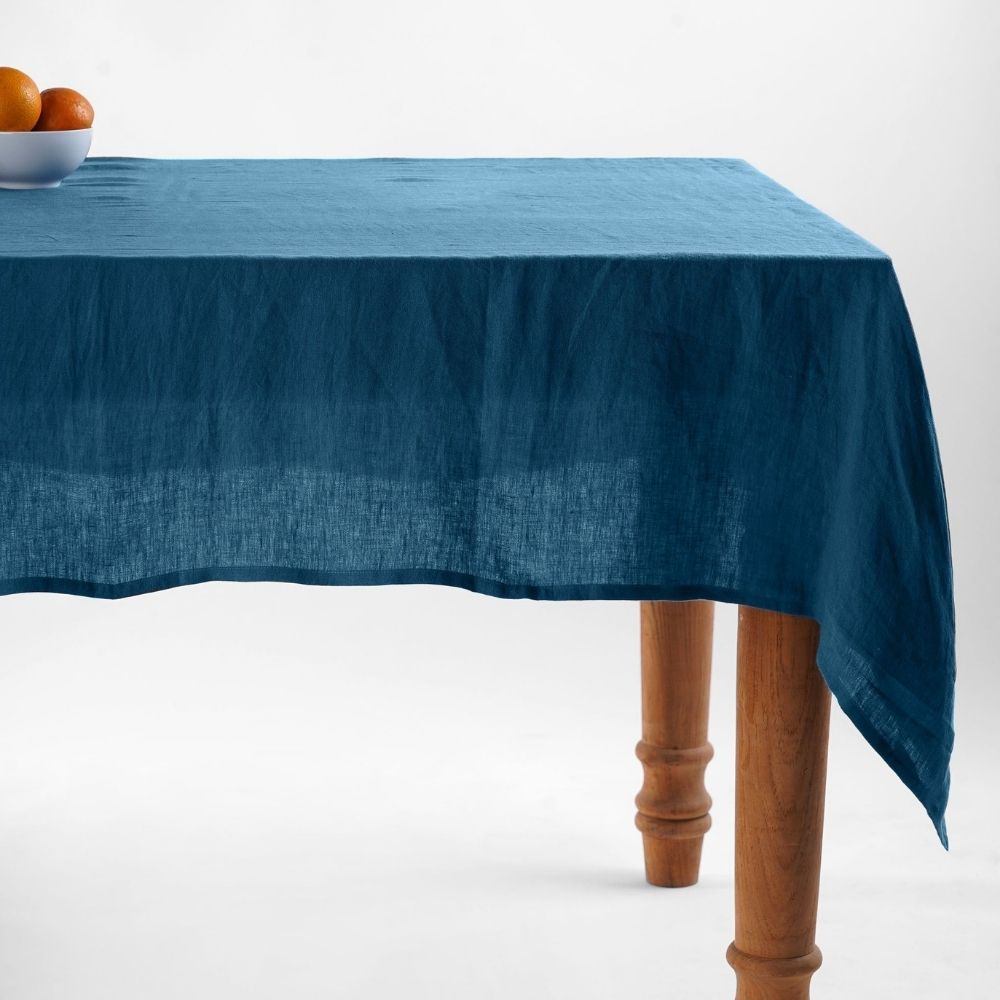 Linen Slumber Solid Tablecloth | Deep Sea Blue | Sustainable & Eco-Friendly