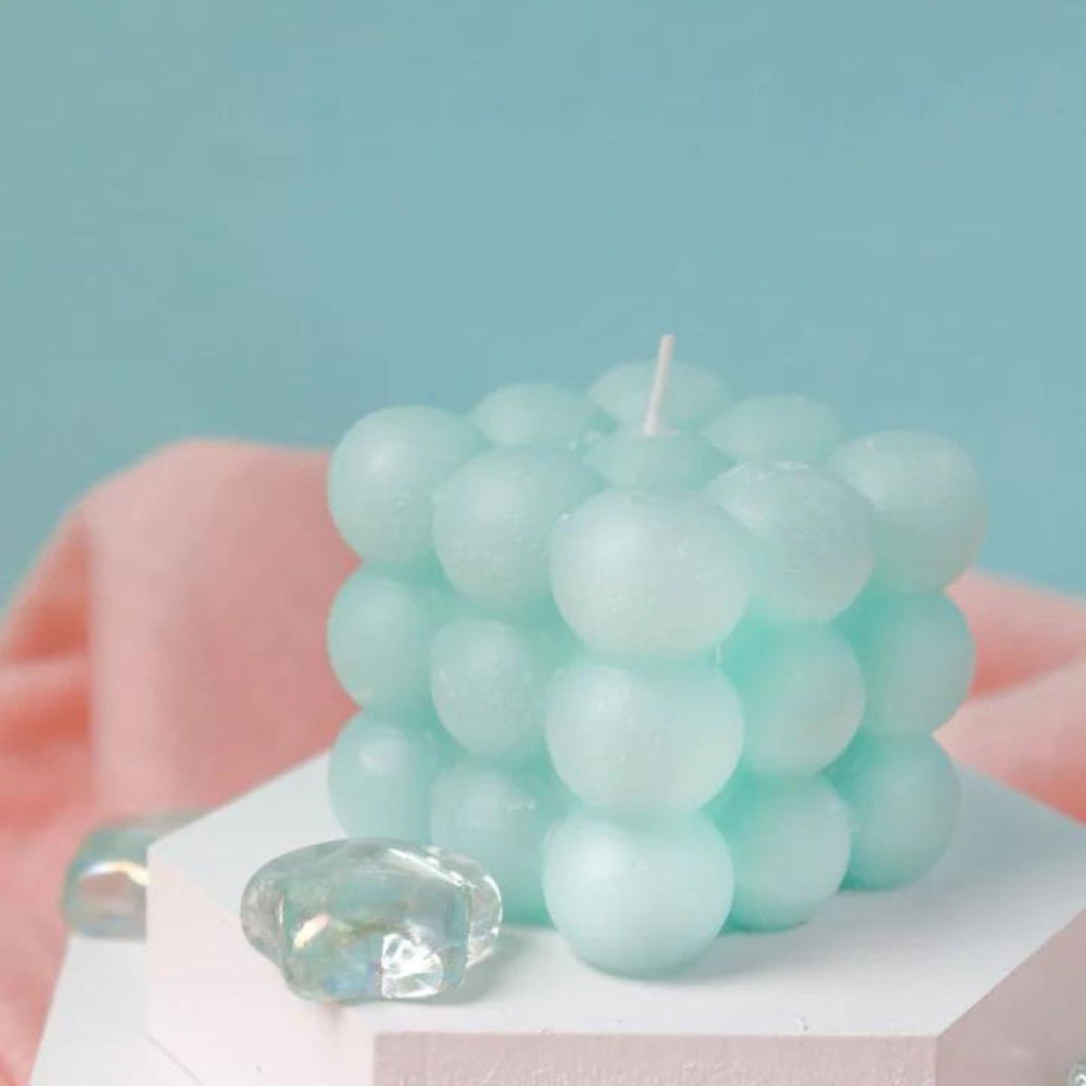 Japanese Cherry Blossom Bubble Candle | Natural | Pack Of 1 | Mint Green