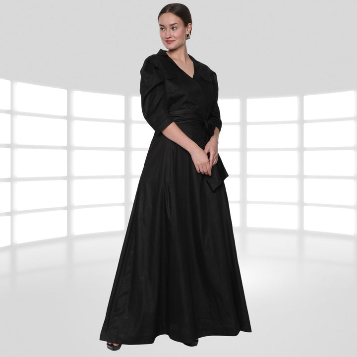 Blanca Maxi Dress | Hand-Crafted | Comfy & Flary | Cocktail Party Dress | Black