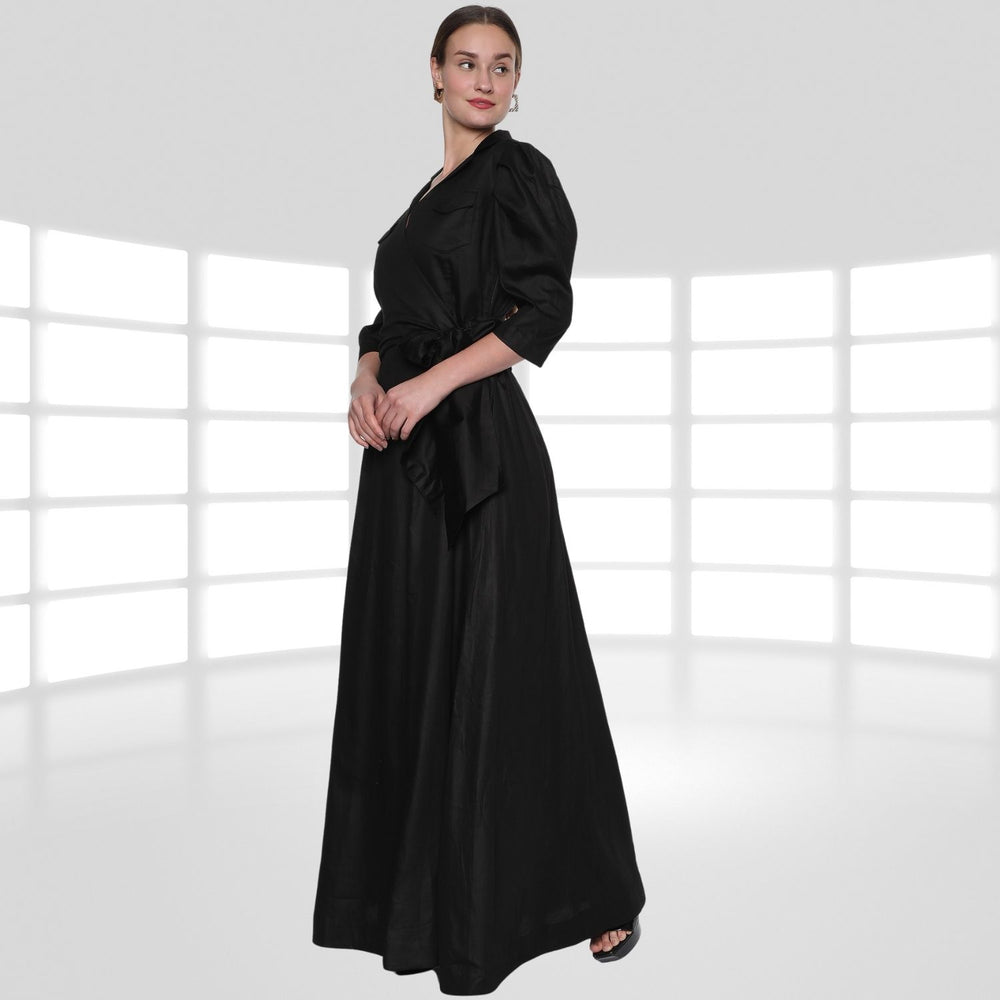 Blanca Maxi Dress | Hand-Crafted | Comfy & Flary | Cocktail Party Dress | Black