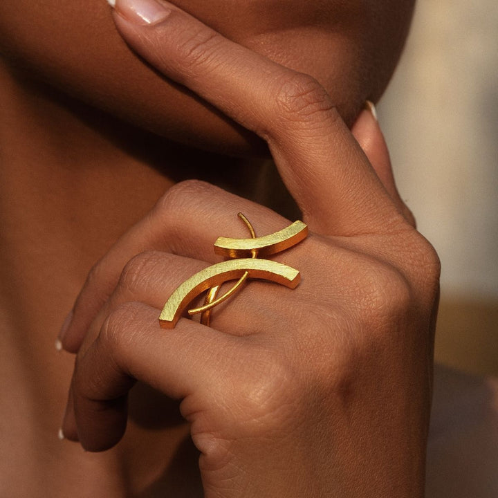 Eke Ring | Gold Finish Jewellery | Brass | Contemporary | Sustainably Crafted