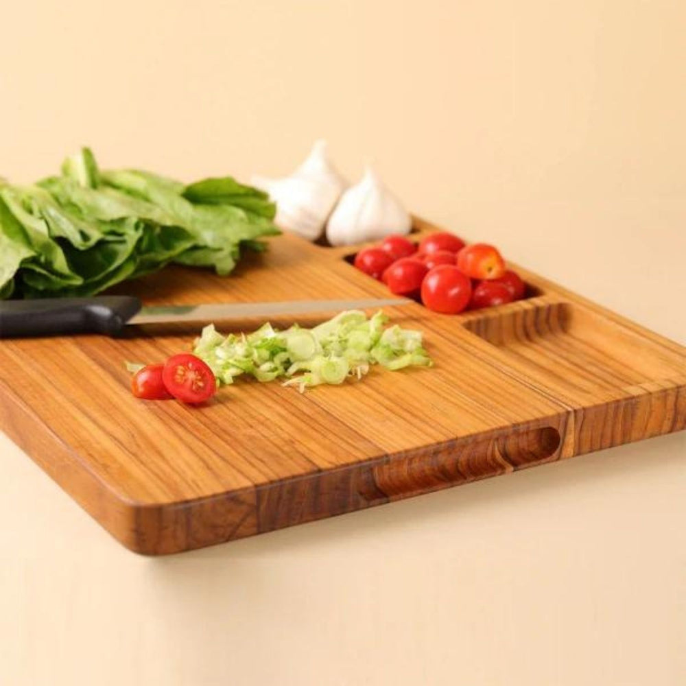 Teakogram Reversible Chopping Board | Teak Wood | Hand-Crafted | Extra Large- 17 Inch