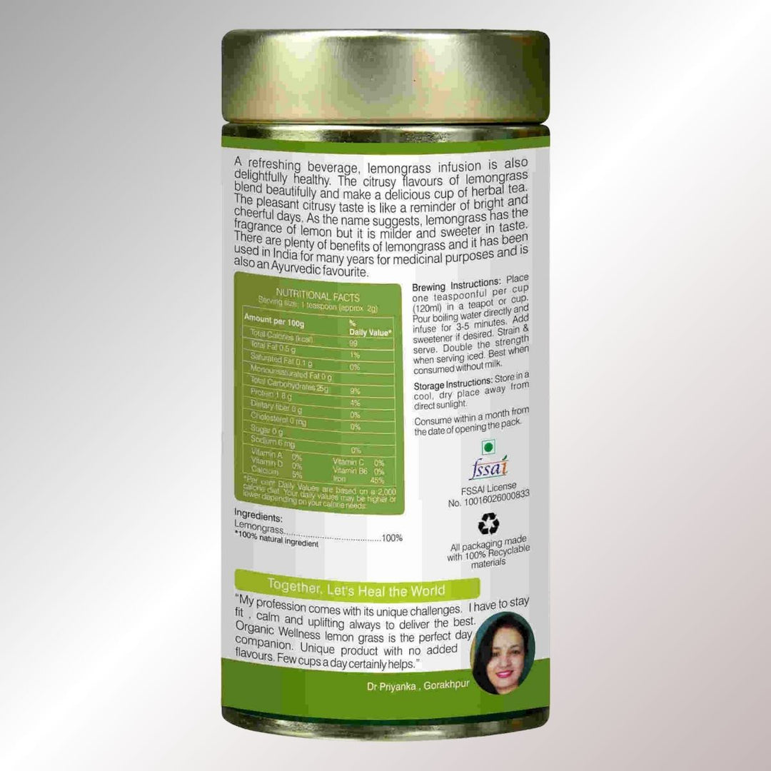 Blossom Lemongrass | Refreshing & Organic Caffeine-Free Drink | 100 GM Tin Pack