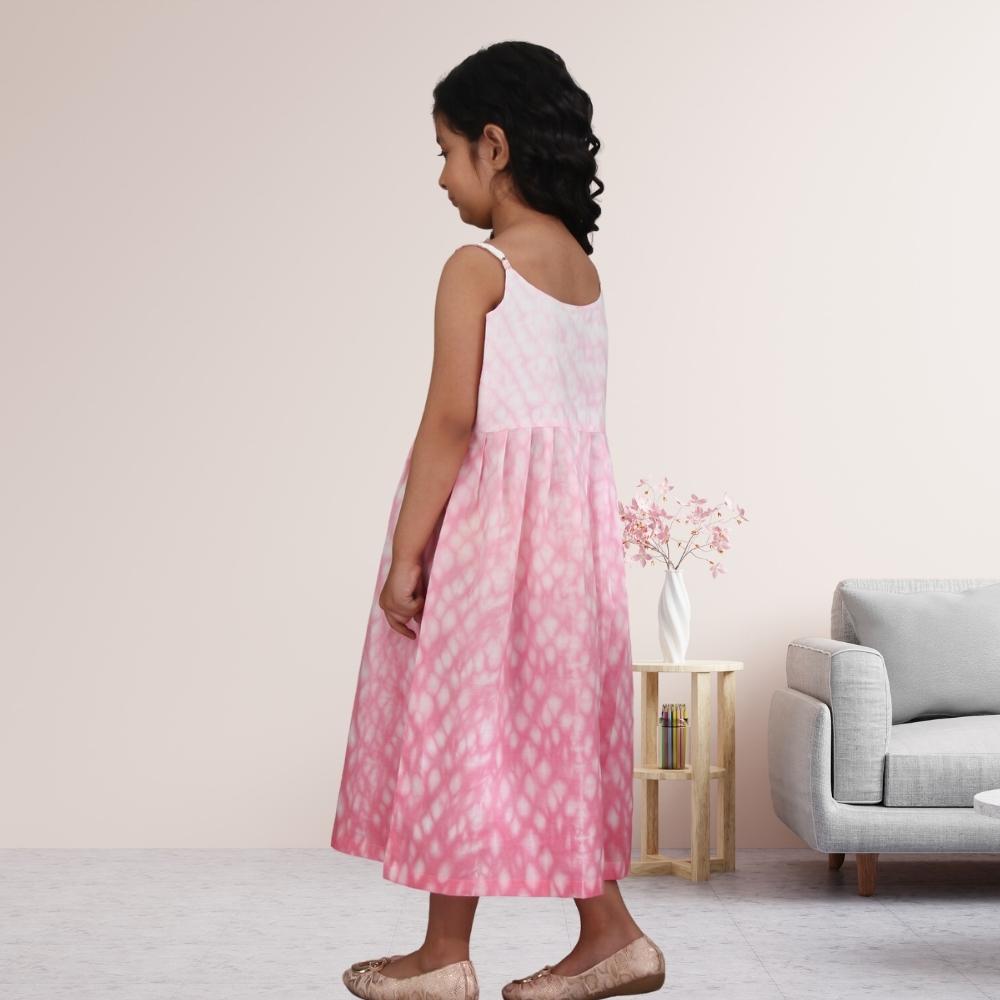 Pink Shibori Dress | Occasion Wear | Cotton | Blush And Pink