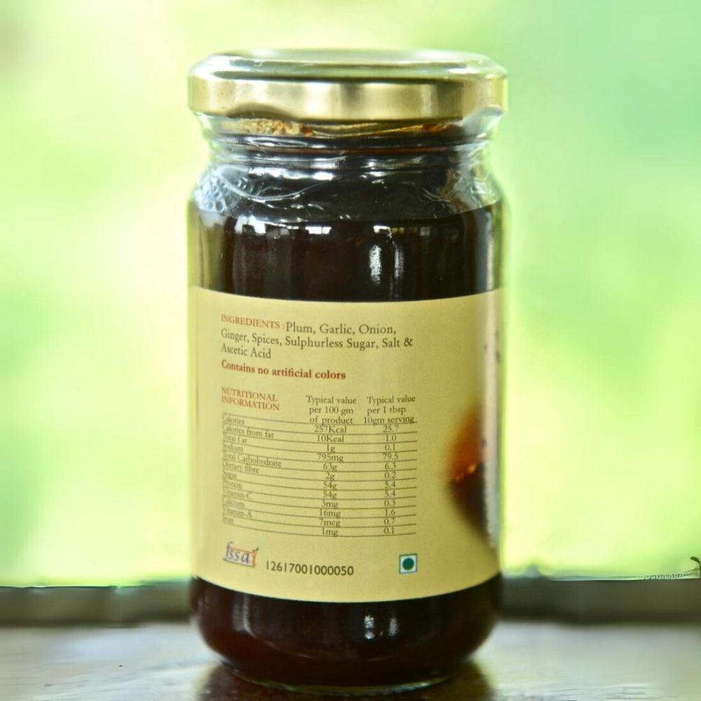 Fresh Plum Chutney | Great Condiment for Tangy Flavour | Himalayan Farm Produce | Organic & Pure | 250 GM Bottle