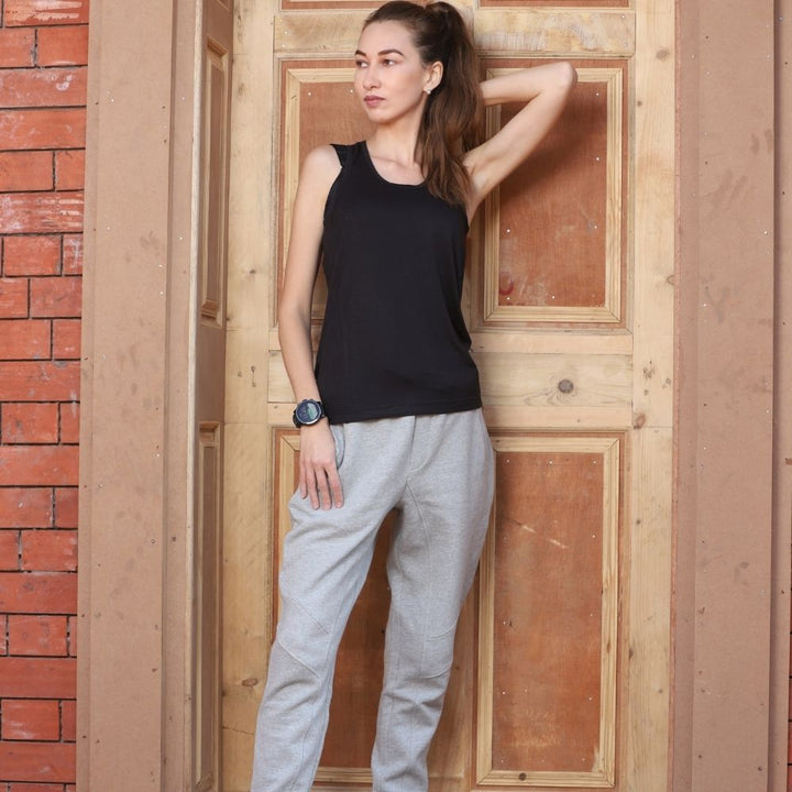 Runner Vest Top | Pique Knit | Bamboo | Organic | Casual | Women Active Wear | Black