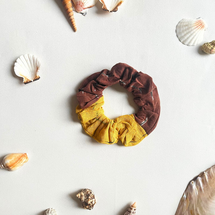 Hair Scrunchies | Tangle Free Hair | Soft on Hair | Kala Cotton | Set of 3 | Mustard