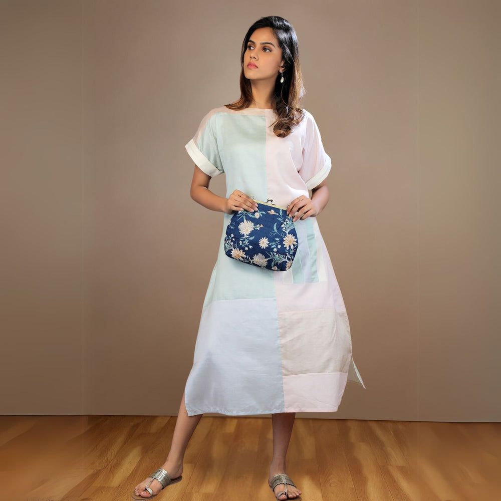 Floral Tussar Silk Sling Bag | Elegant Shine for Every Occasion