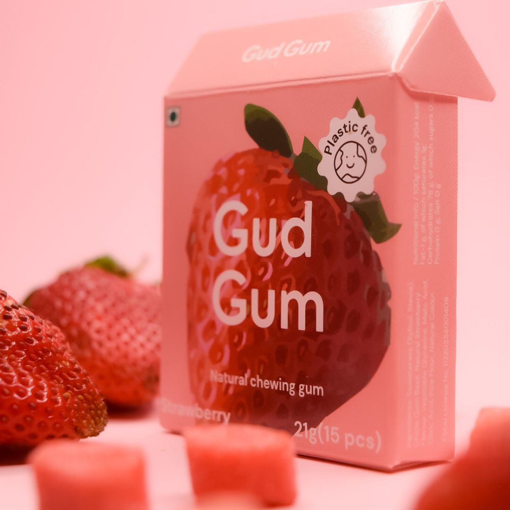 Strawberry Chewing Gum | Plant Based | Biodegradable Gum | Pack Of 4