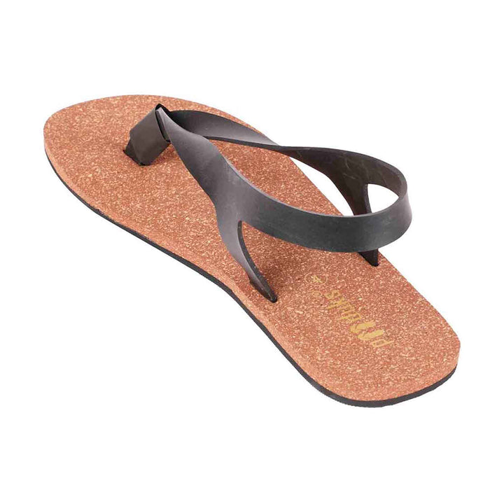 Thong-Strap Waterproof Cork Brown Sandals | Flats for Women | Vegan