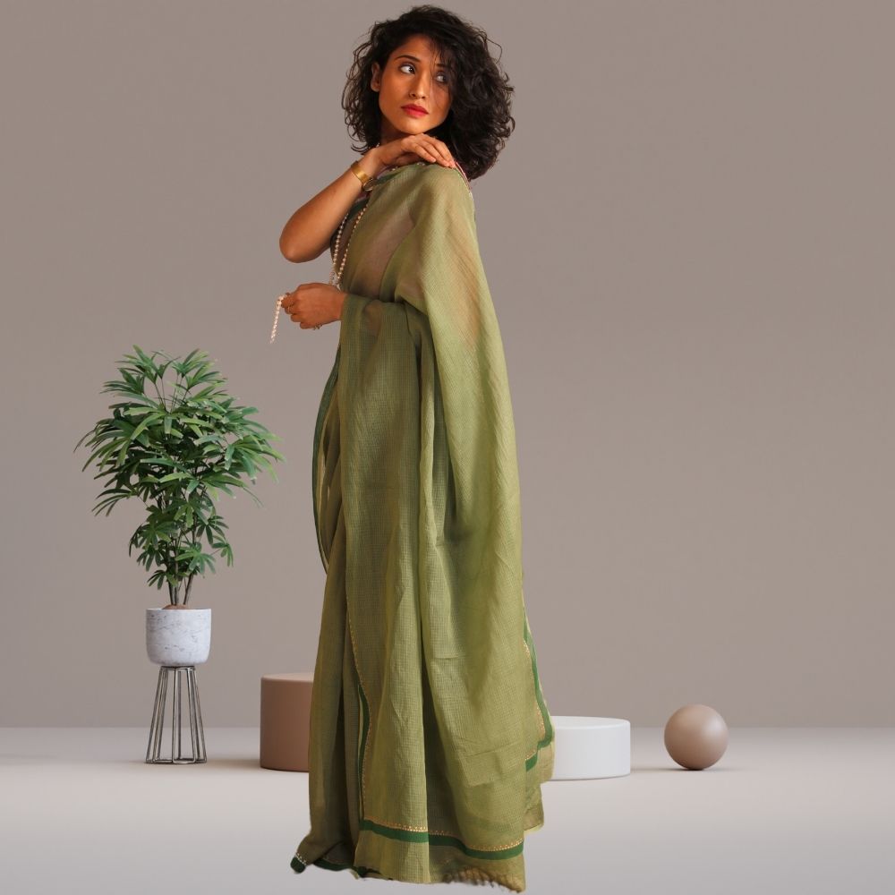 Olea Saree | Kota | Elegant Wear | Silk | Olive Green