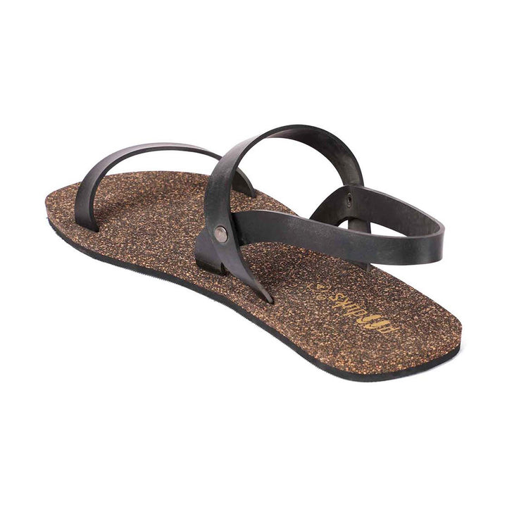 Black Cork Flat Sandal for Women | Redefine Fashion & Functionality | Odor-free