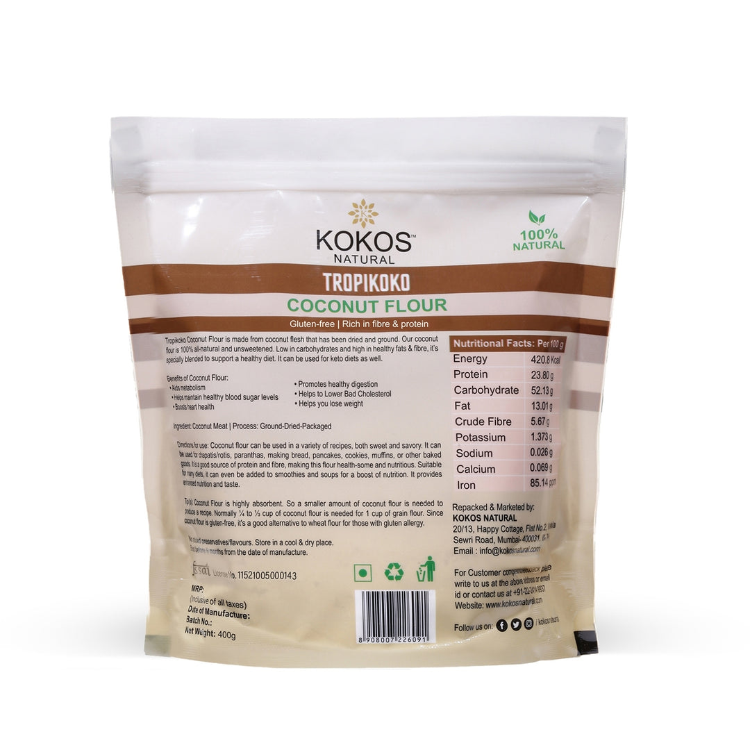 Coconut Flour | Rich In Fibre and Protein | Gluten Free | Aids Metabolism | 400 GM