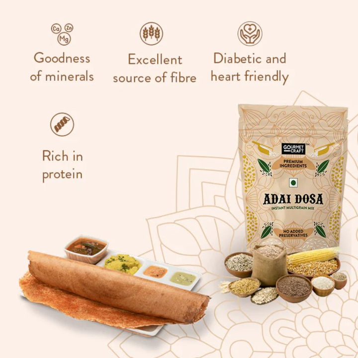 Adai Dosa Mix | Protein Rich | Health-Taste Combo | Preservatives Free | Pack of 3 | 750 GM