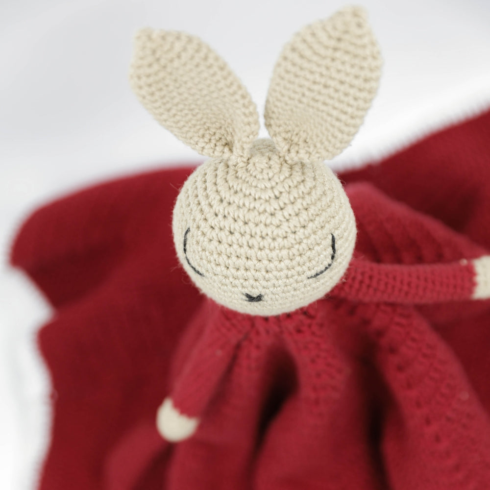 Cute Bunny Soft Toy for Babies | Hand Made of Crochet | Kids Safe | Maroon