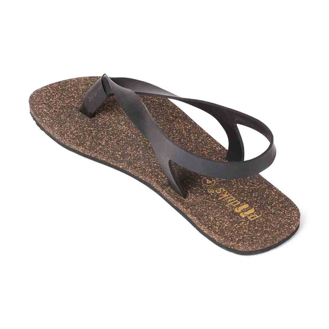 Black Thong-Strap Waterproof Cork Sandals | Unisex | Vegan & Biodegradable