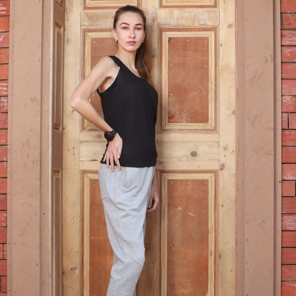 Runner Vest Top | Pique Knit | Bamboo | Organic | Casual | Women Active Wear | Black