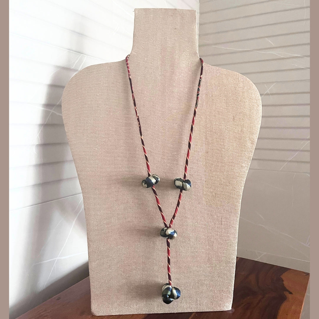 Earthy Bead Necklace For Women | Boho Design | Hand Crafted | Indigo + Red